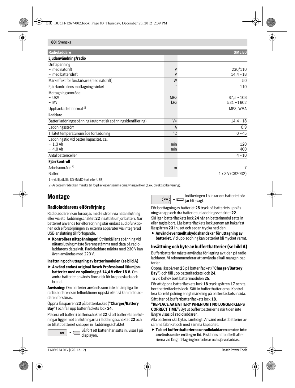 Montage | Bosch GML 50 Professional User Manual | Page 80 / 262
