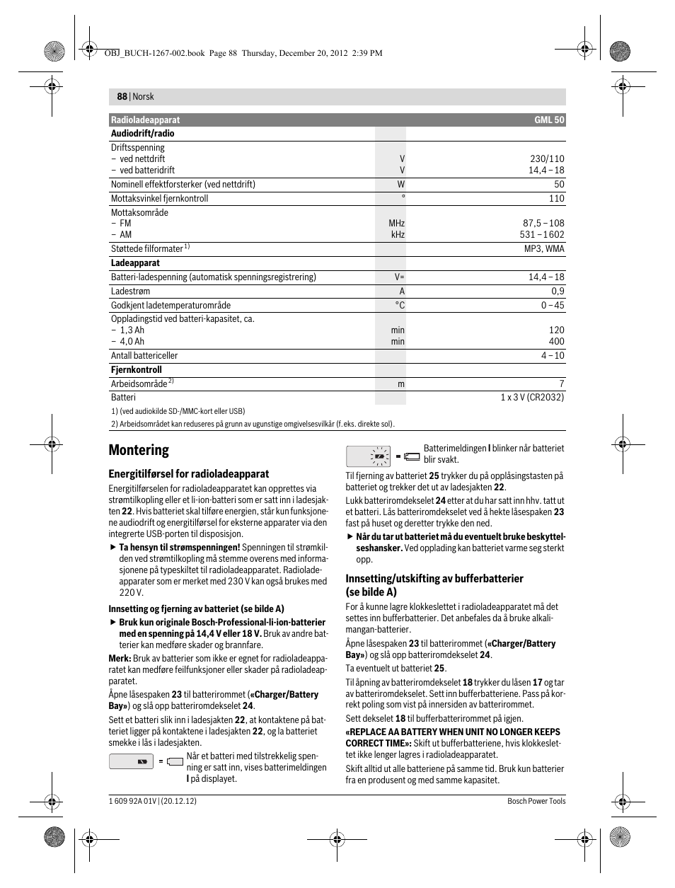 Montering | Bosch GML 50 Professional User Manual | Page 88 / 262