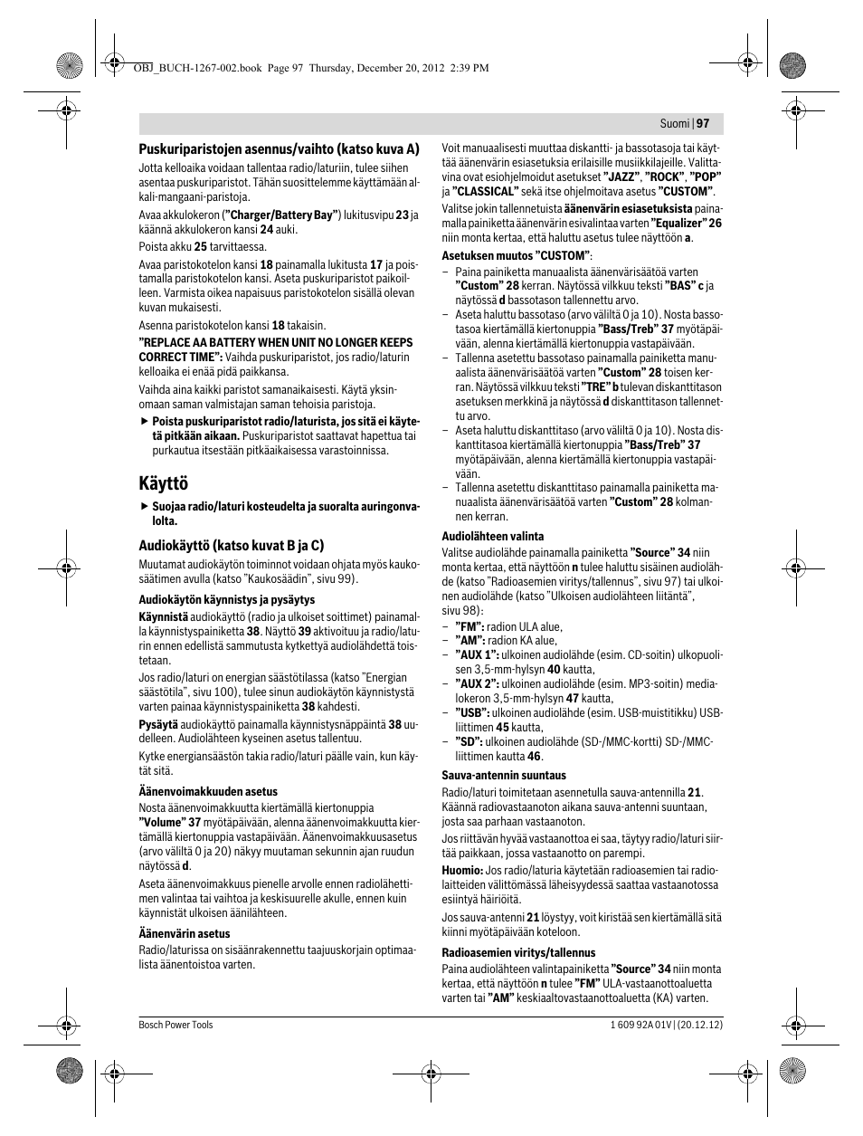 Käyttö | Bosch GML 50 Professional User Manual | Page 97 / 262