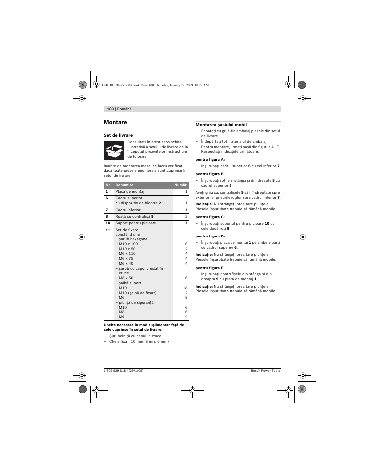 Montare | Bosch GTA 60 W Professional User Manual | Page 100 / 135