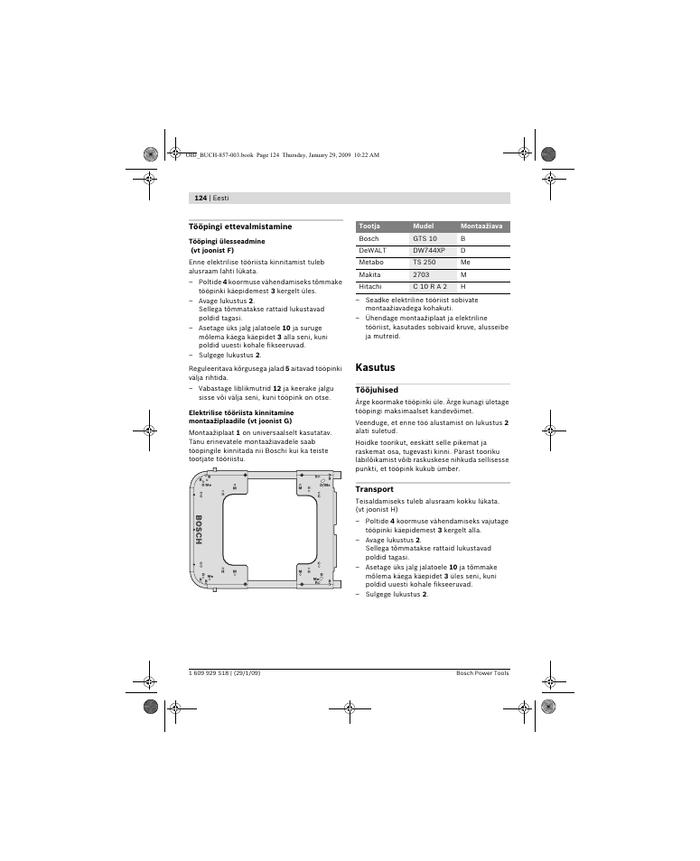 Kasutus | Bosch GTA 60 W Professional User Manual | Page 124 / 135