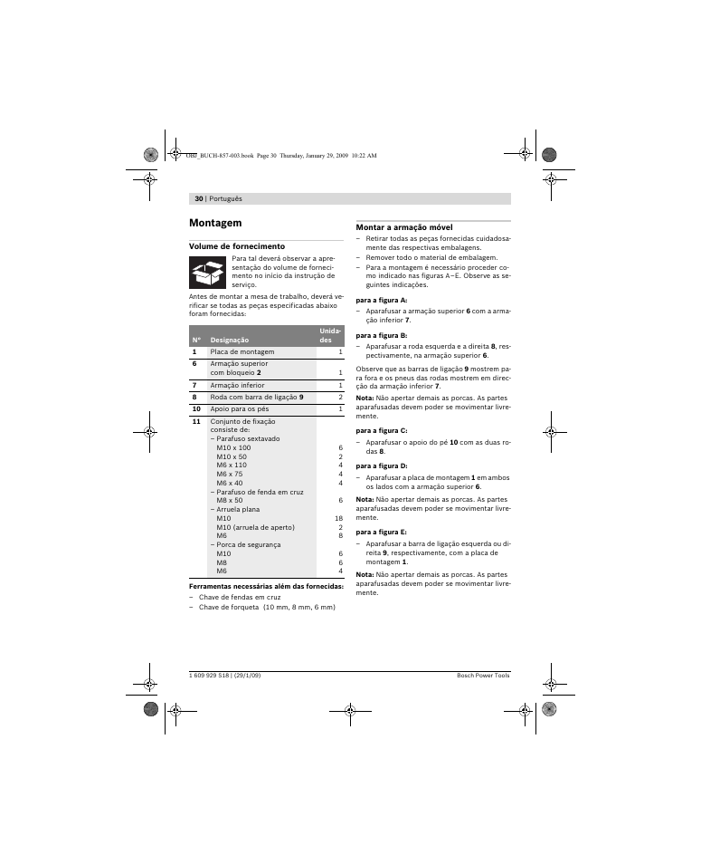 Montagem | Bosch GTA 60 W Professional User Manual | Page 30 / 135