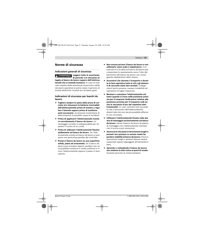 Norme di sicurezza | Bosch GTA 60 W Professional User Manual | Page 33 / 135