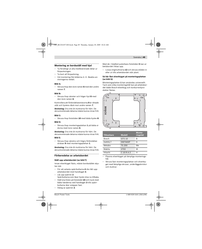 Bosch GTA 60 W Professional User Manual | Page 49 / 135