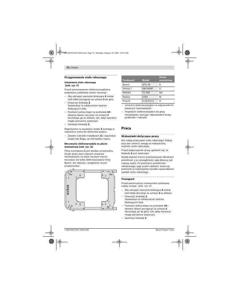 Praca | Bosch GTA 60 W Professional User Manual | Page 72 / 135