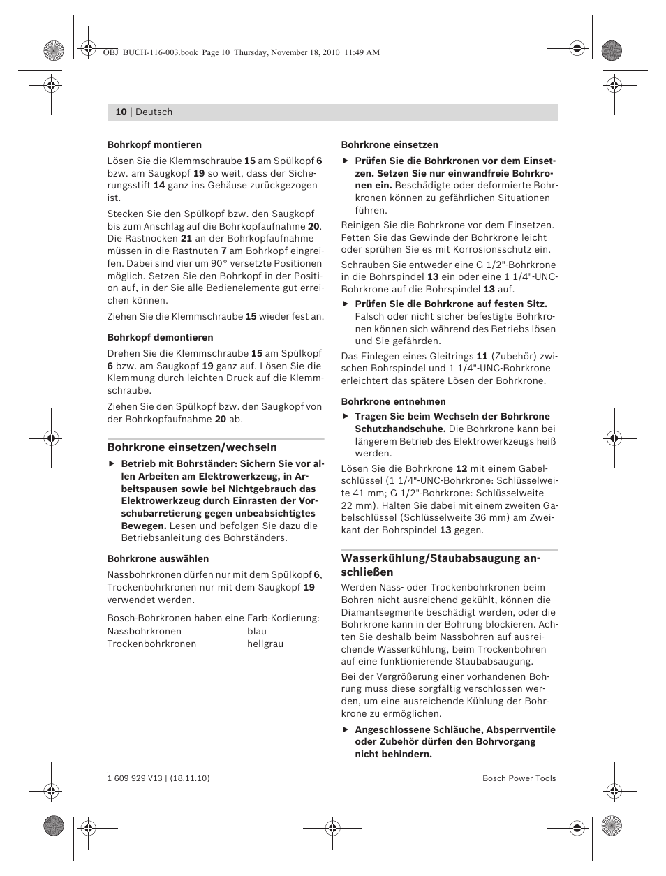 Bosch GDB 1600 WE Professional User Manual | Page 10 / 314