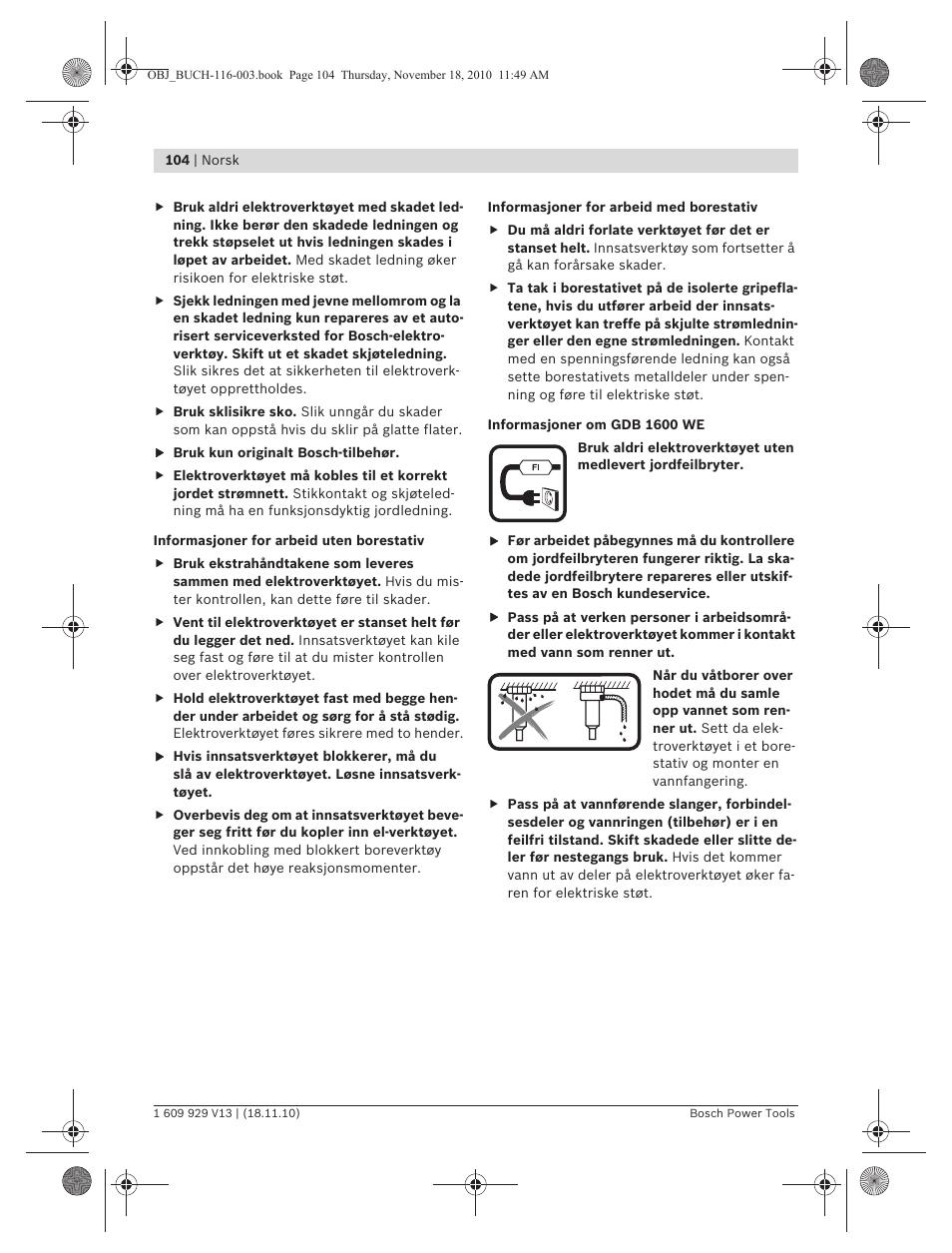 Bosch GDB 1600 WE Professional User Manual | Page 104 / 314