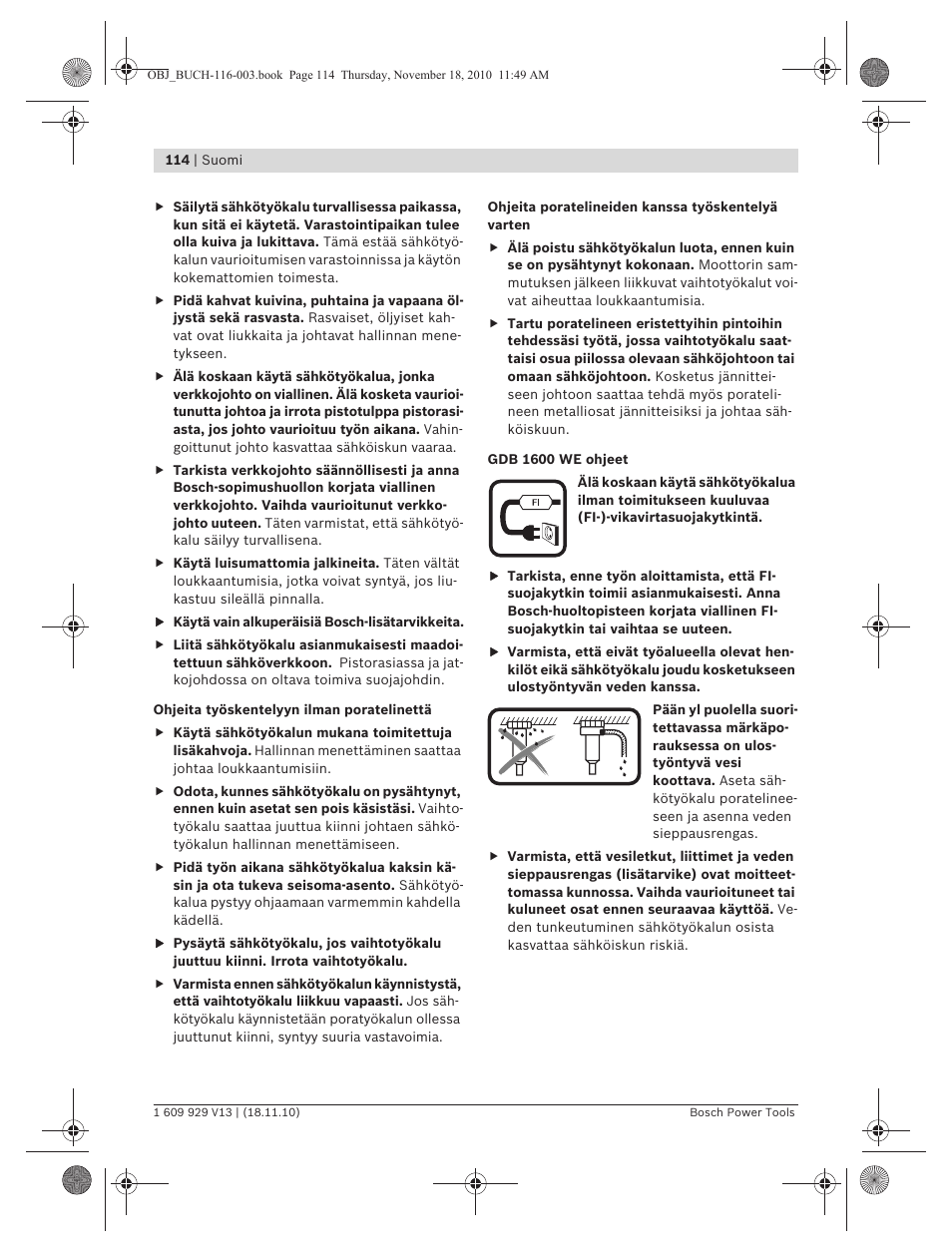 Bosch GDB 1600 WE Professional User Manual | Page 114 / 314