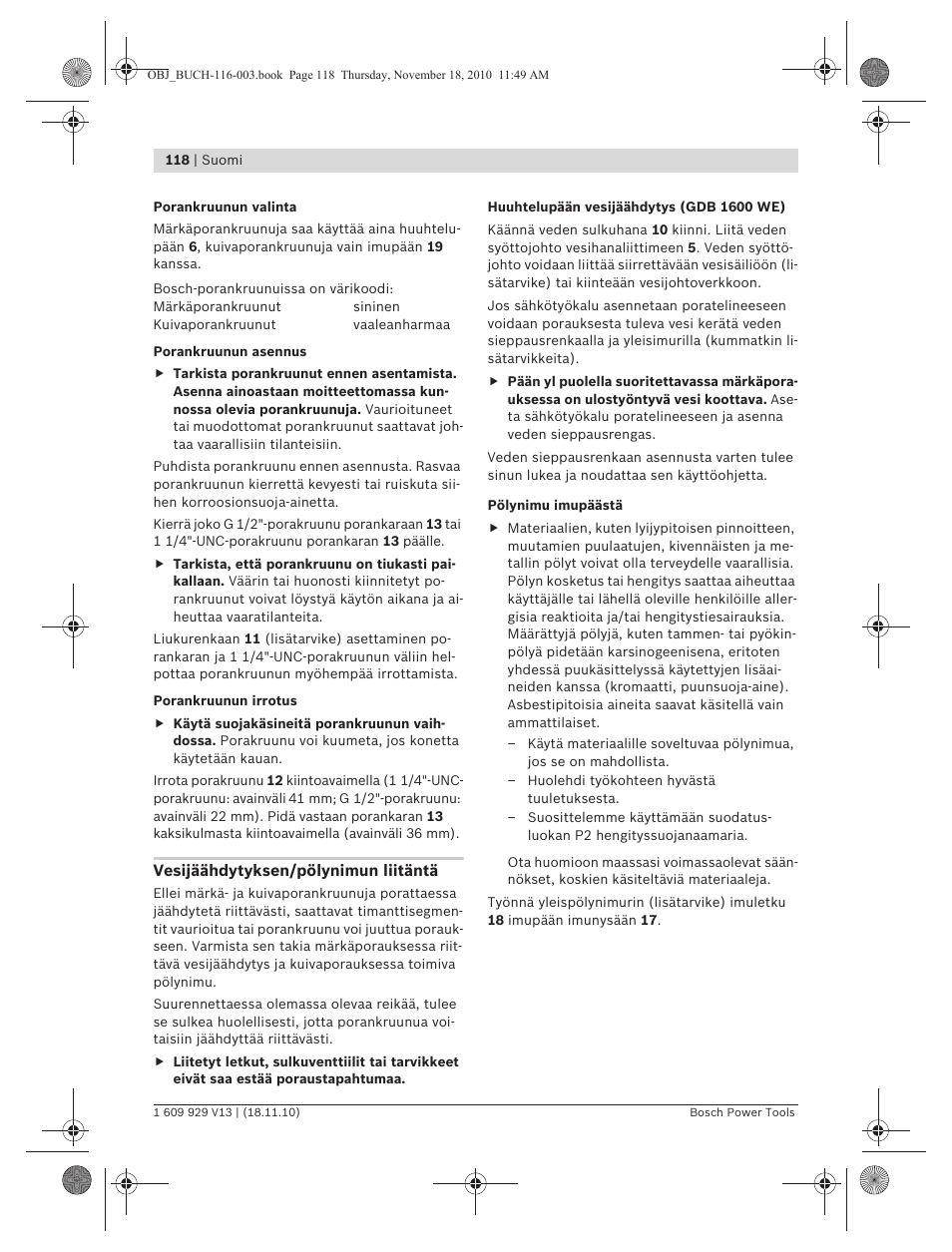 Bosch GDB 1600 WE Professional User Manual | Page 118 / 314