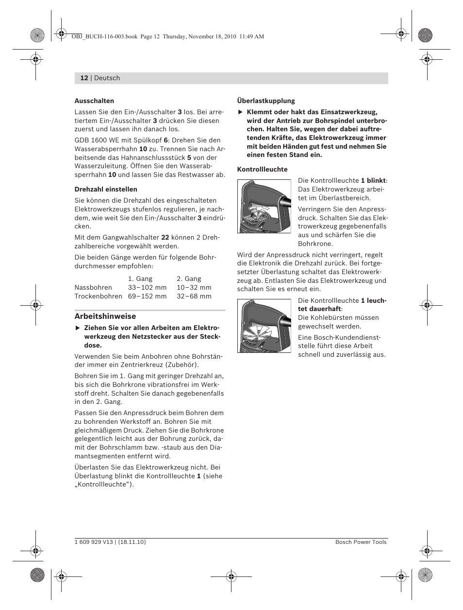 Bosch GDB 1600 WE Professional User Manual | Page 12 / 314