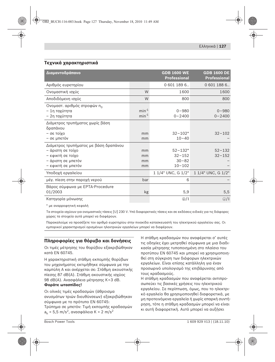 Bosch GDB 1600 WE Professional User Manual | Page 127 / 314