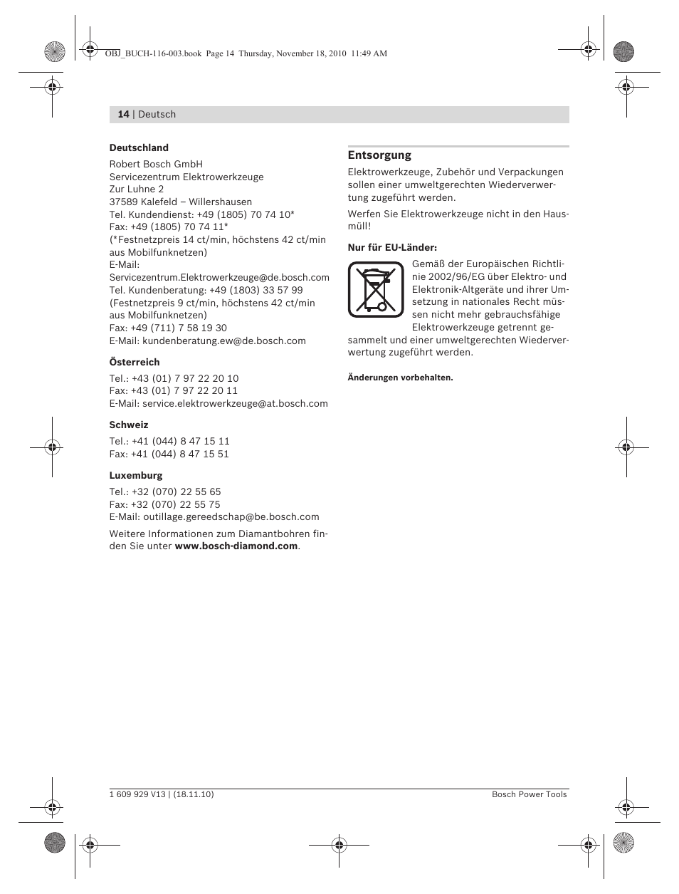 Bosch GDB 1600 WE Professional User Manual | Page 14 / 314