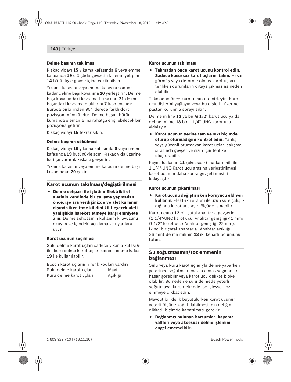 Bosch GDB 1600 WE Professional User Manual | Page 140 / 314