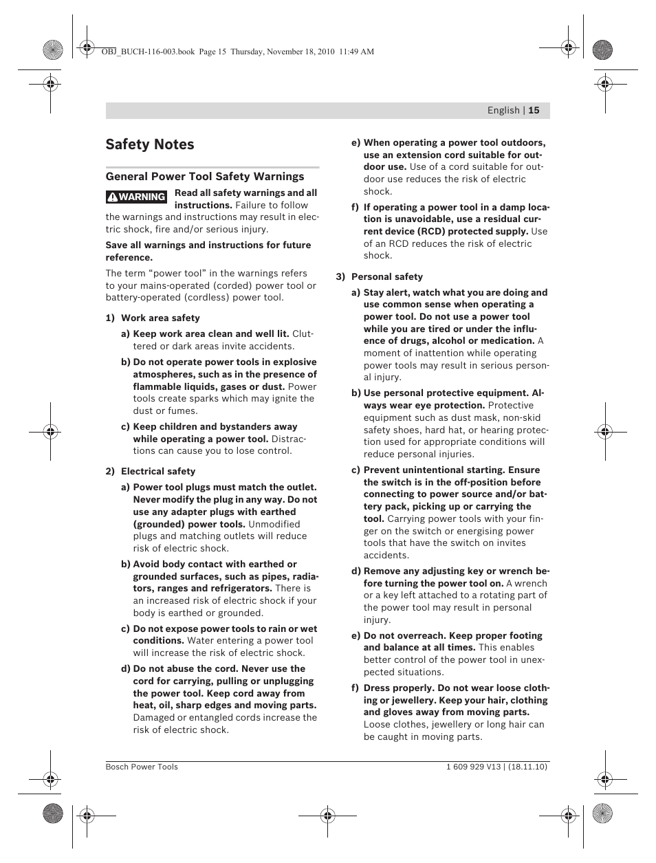 Bosch GDB 1600 WE Professional User Manual | Page 15 / 314