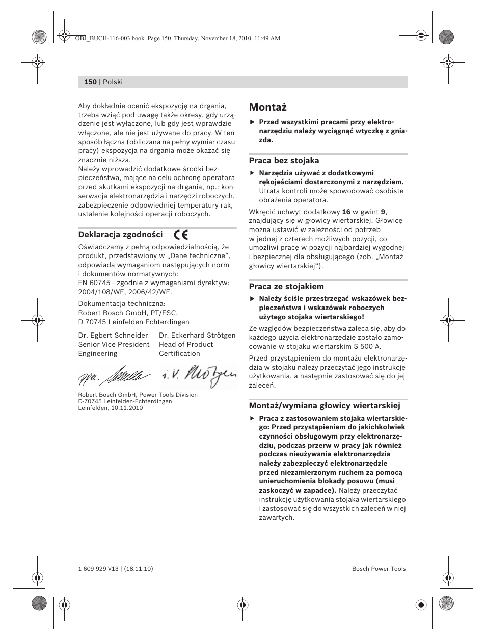 Montaż | Bosch GDB 1600 WE Professional User Manual | Page 150 / 314