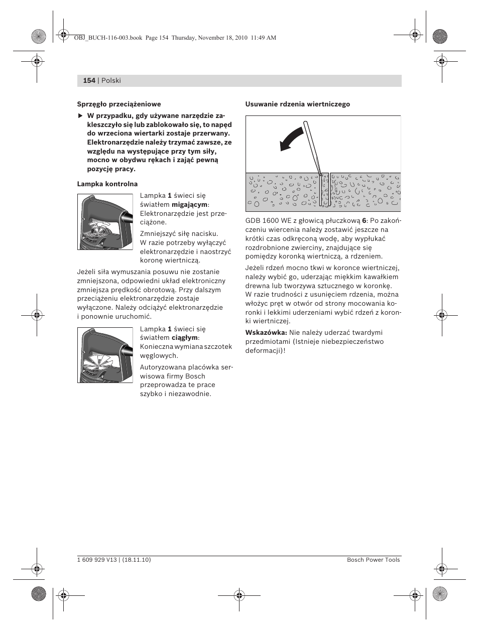 Bosch GDB 1600 WE Professional User Manual | Page 154 / 314