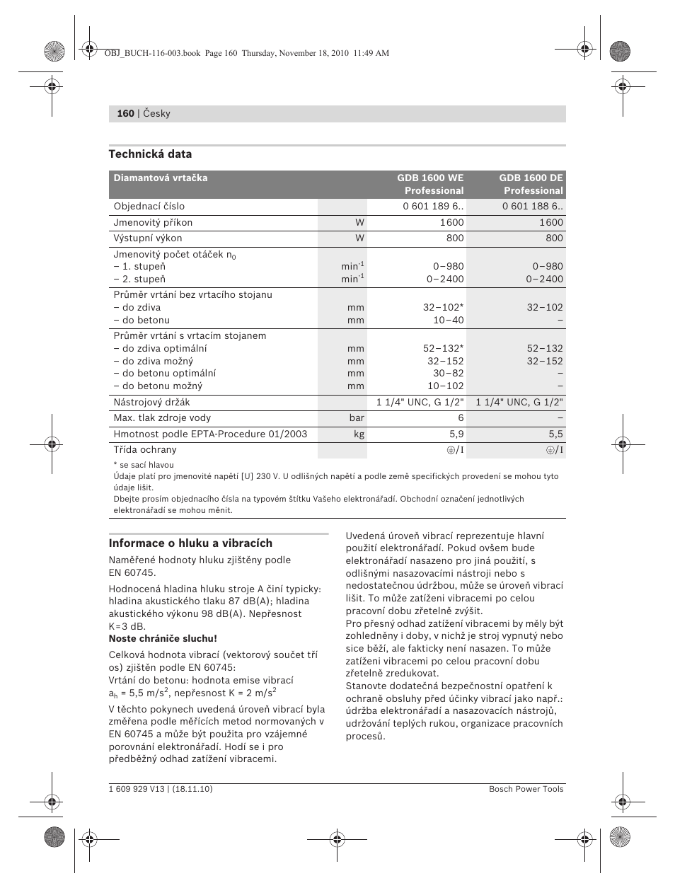 Bosch GDB 1600 WE Professional User Manual | Page 160 / 314