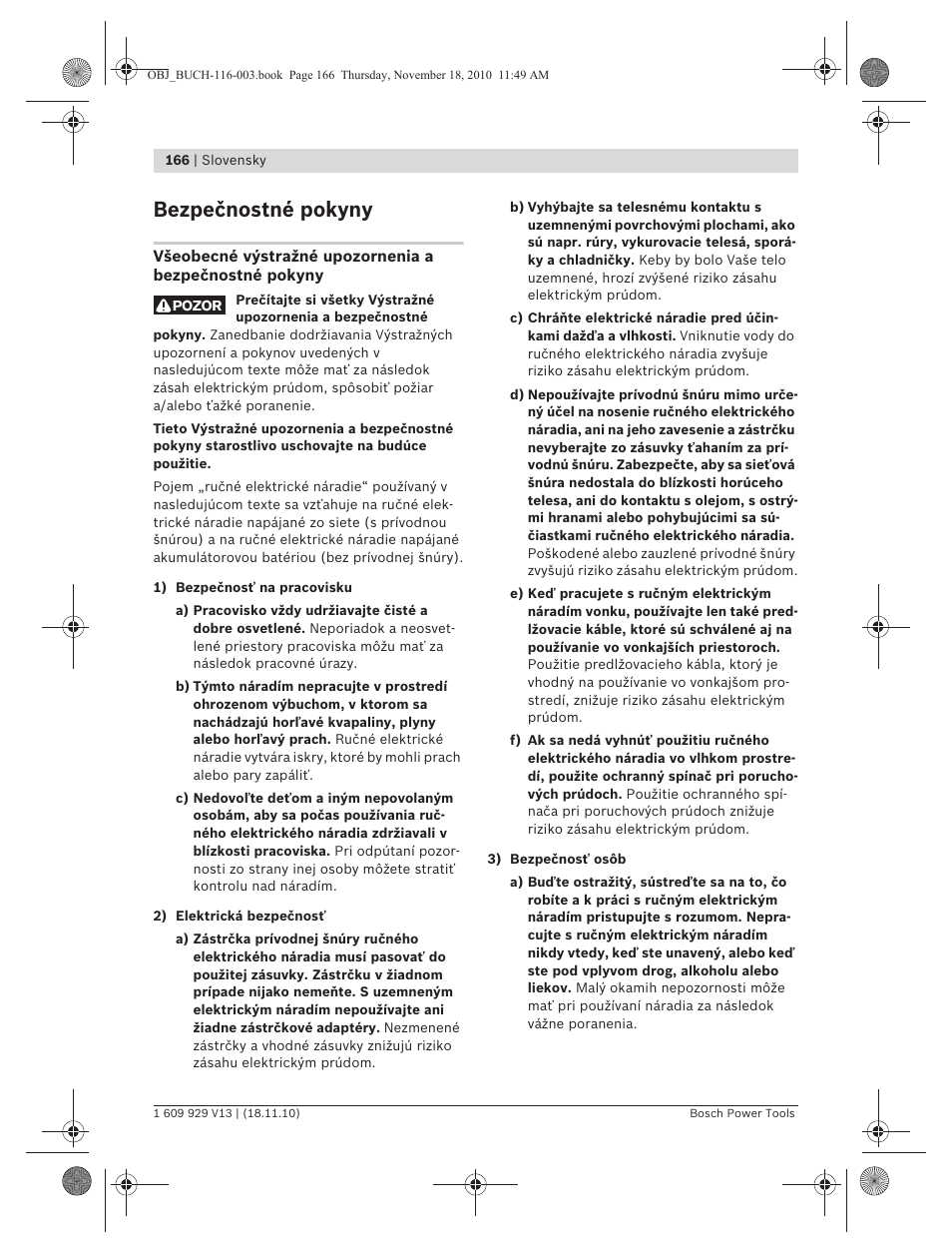 Bezpečnostné pokyny | Bosch GDB 1600 WE Professional User Manual | Page 166 / 314