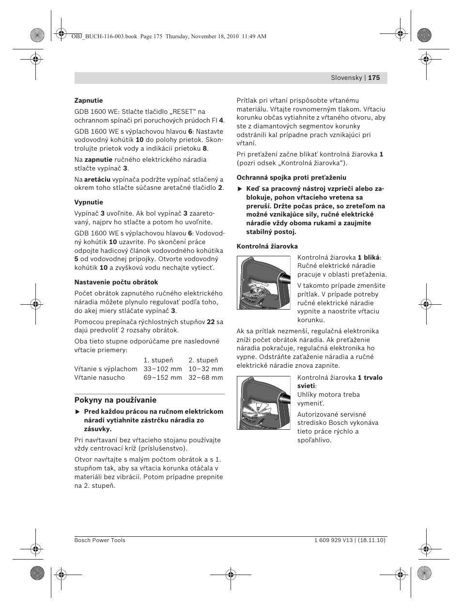 Bosch GDB 1600 WE Professional User Manual | Page 175 / 314