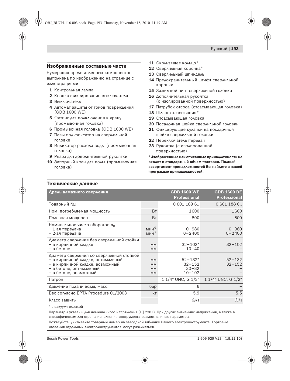 Bosch GDB 1600 WE Professional User Manual | Page 193 / 314