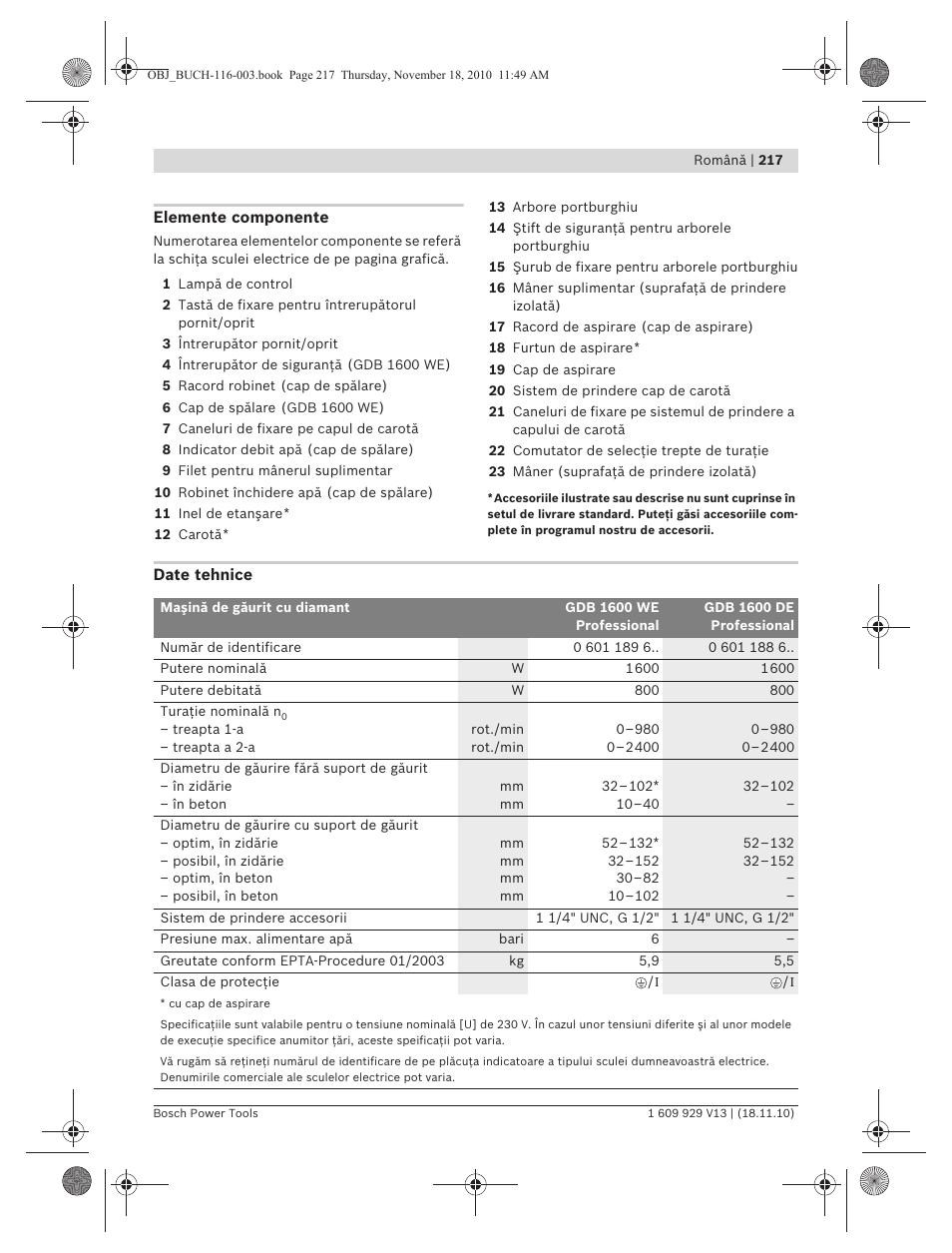 Bosch GDB 1600 WE Professional User Manual | Page 217 / 314