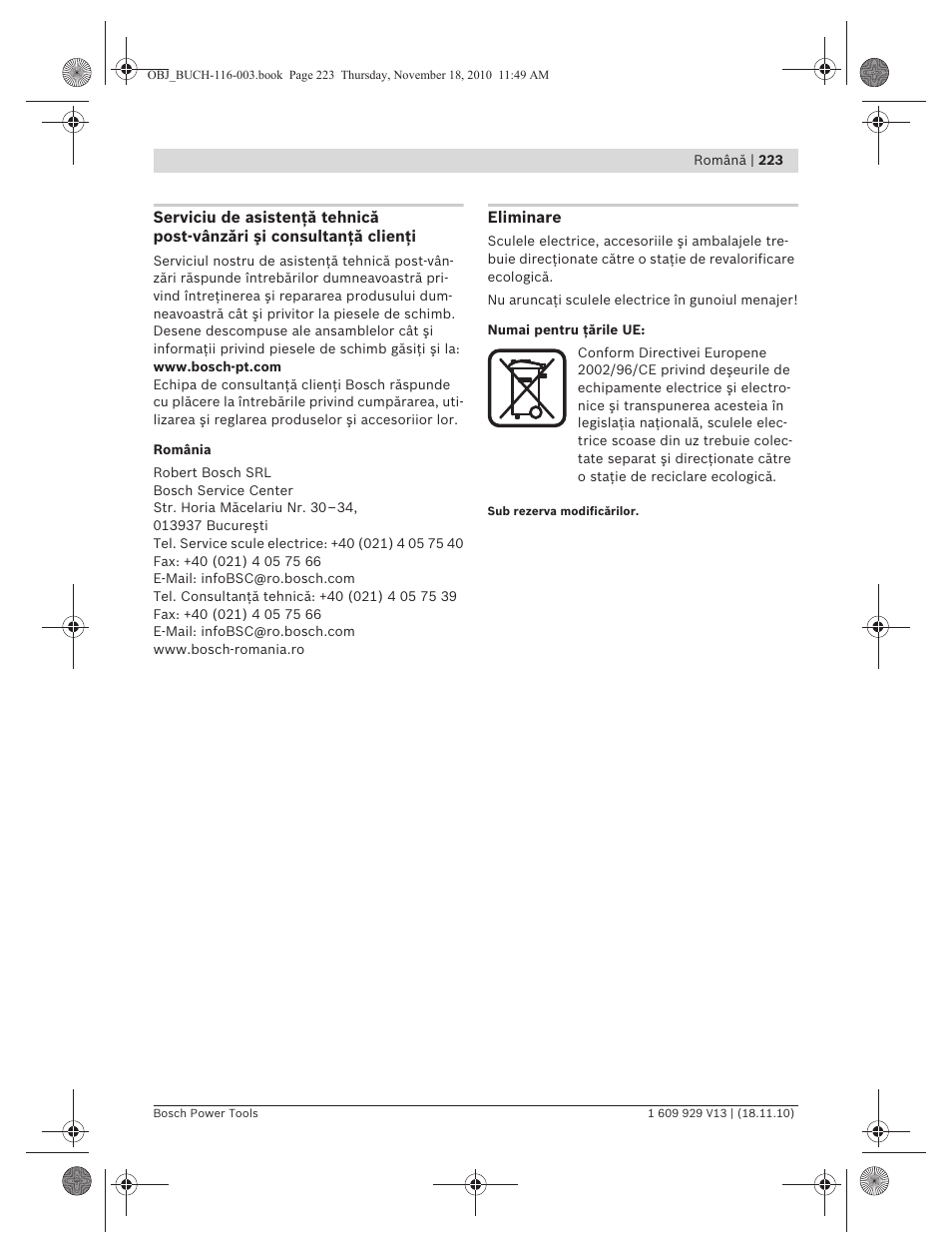 Bosch GDB 1600 WE Professional User Manual | Page 223 / 314