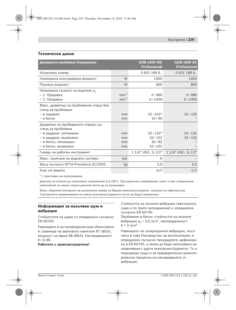 Bosch GDB 1600 WE Professional User Manual | Page 229 / 314