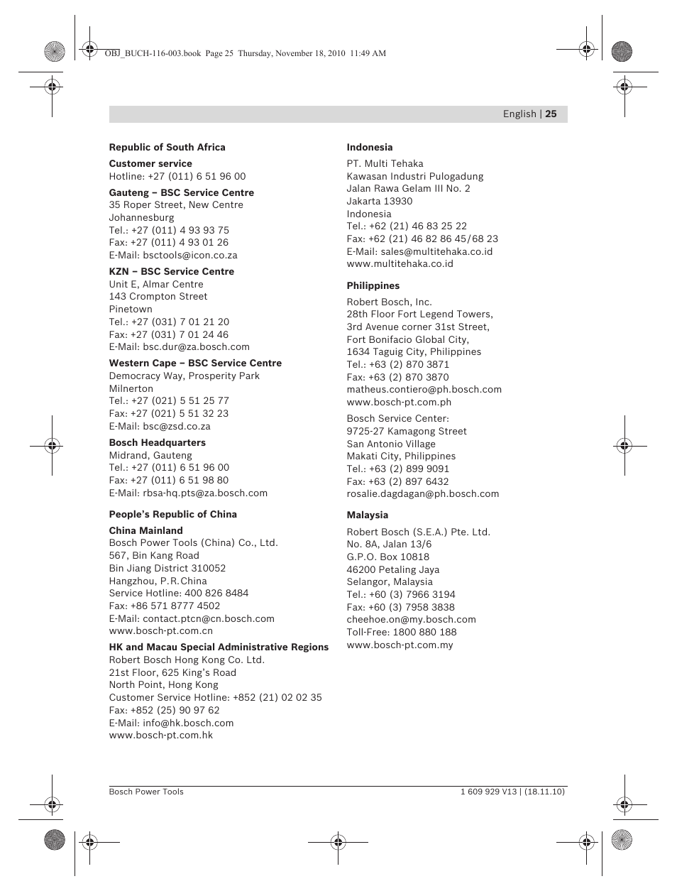 Bosch GDB 1600 WE Professional User Manual | Page 25 / 314