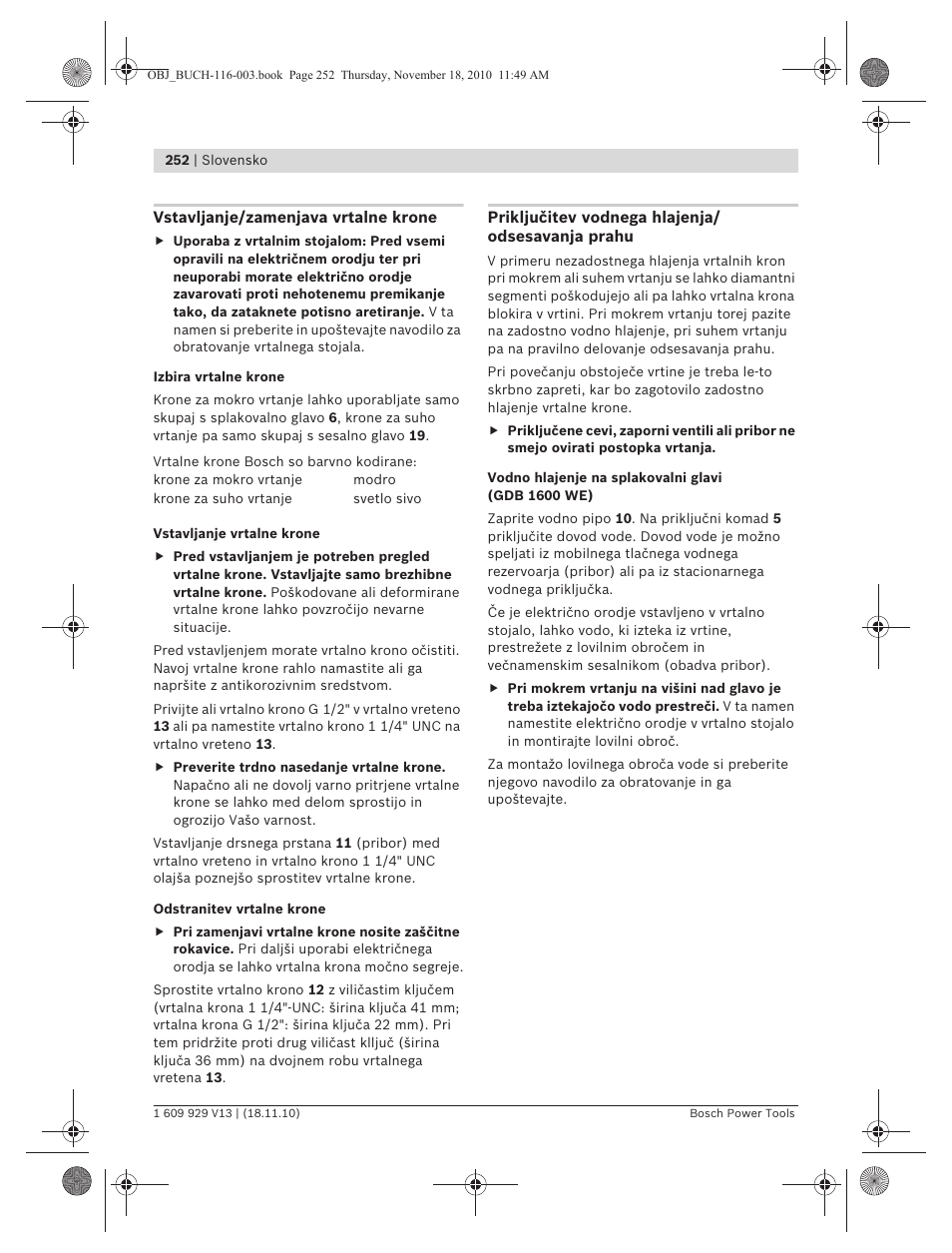 Bosch GDB 1600 WE Professional User Manual | Page 252 / 314