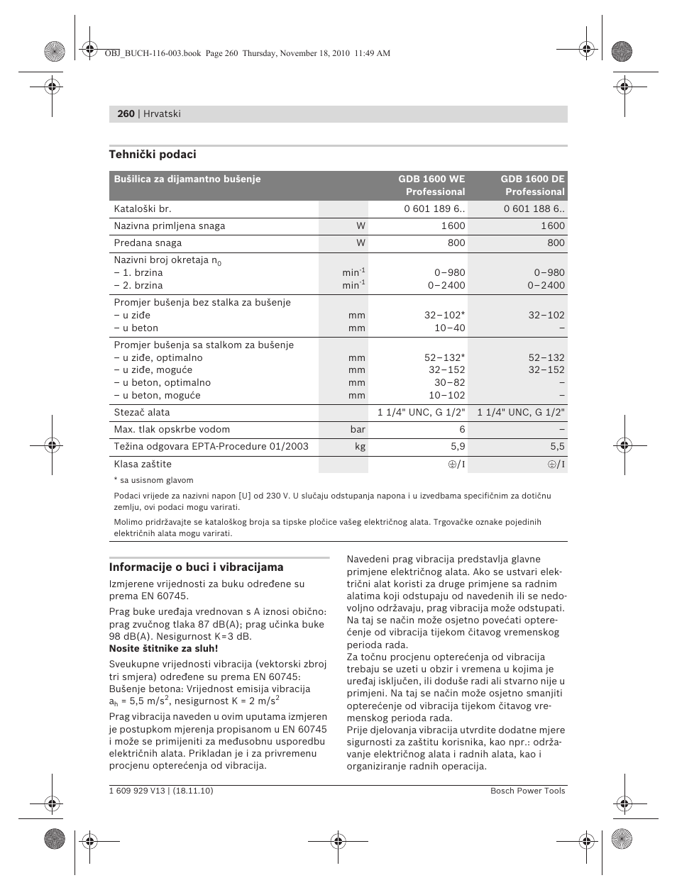 Bosch GDB 1600 WE Professional User Manual | Page 260 / 314