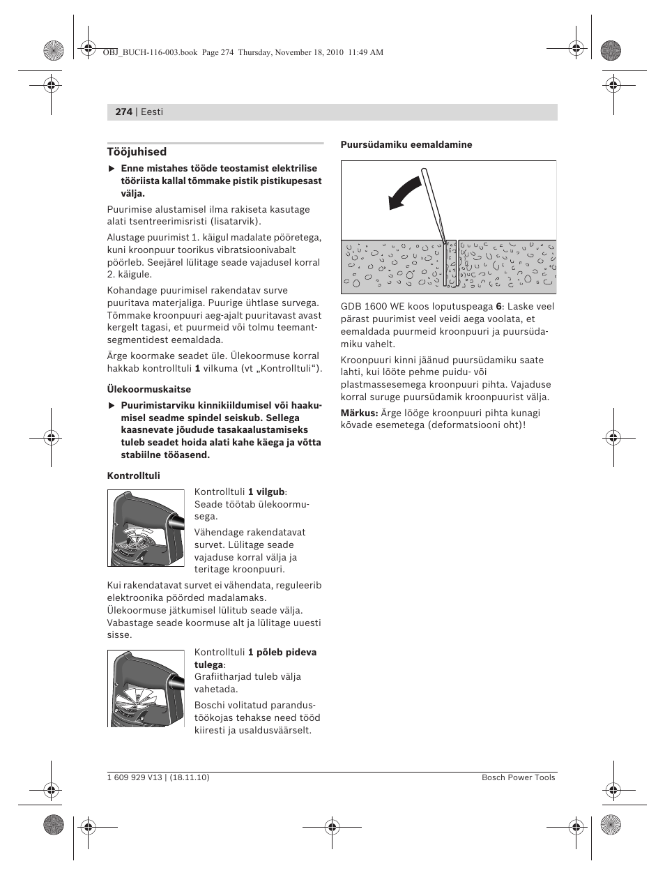 Bosch GDB 1600 WE Professional User Manual | Page 274 / 314