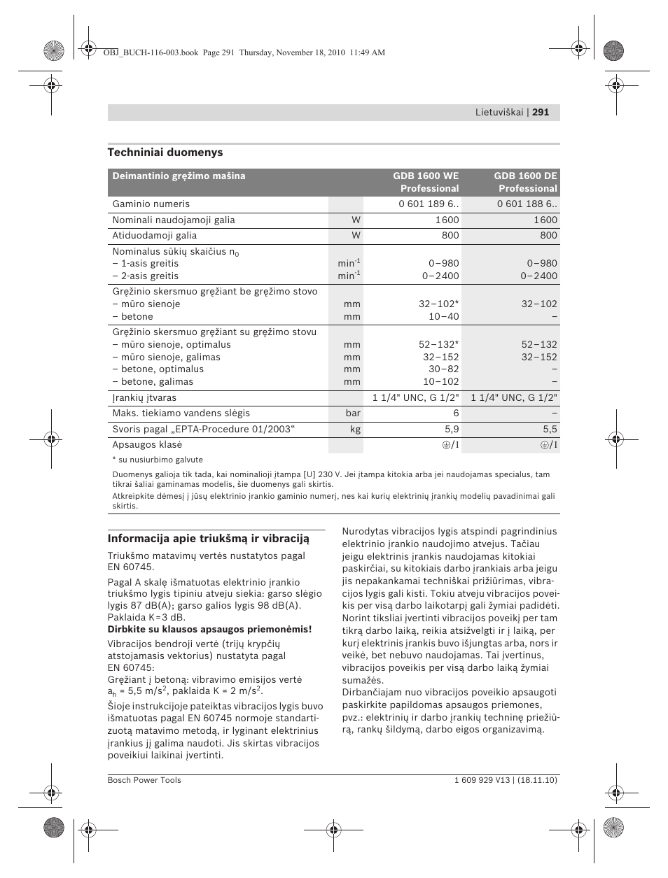 Bosch GDB 1600 WE Professional User Manual | Page 291 / 314