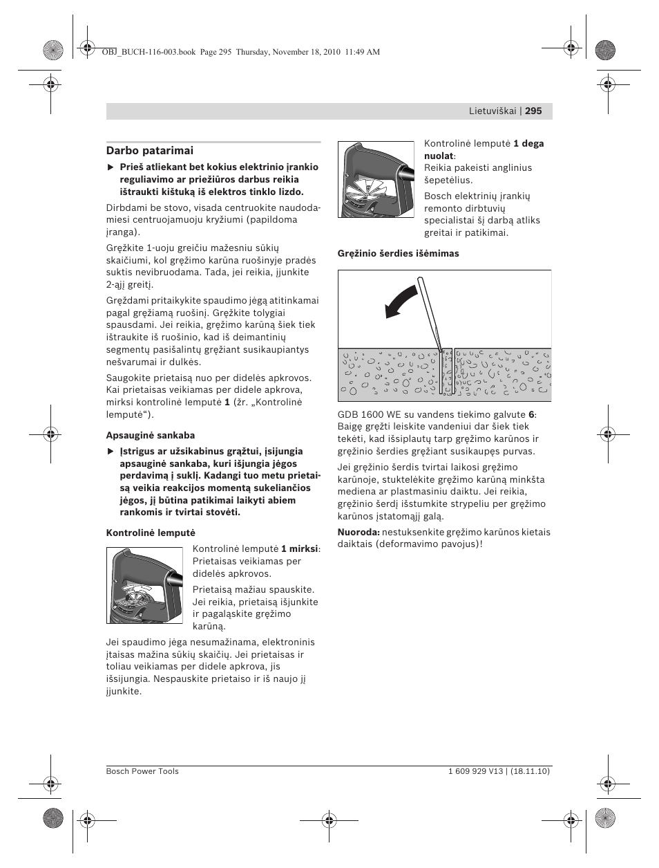 Bosch GDB 1600 WE Professional User Manual | Page 295 / 314