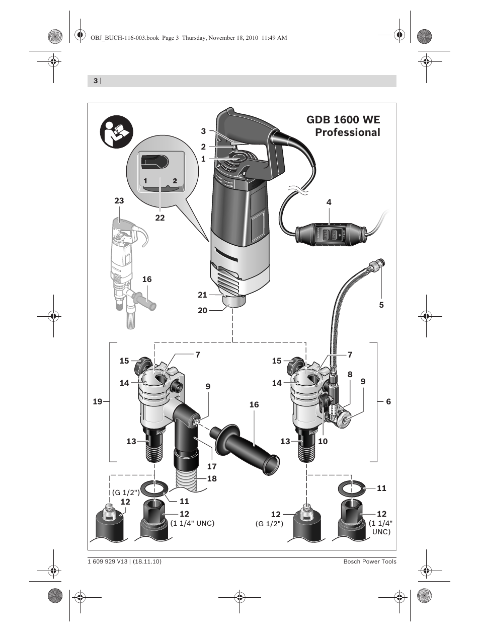 Gdb 1600 we professional | Bosch GDB 1600 WE Professional User Manual | Page 3 / 314