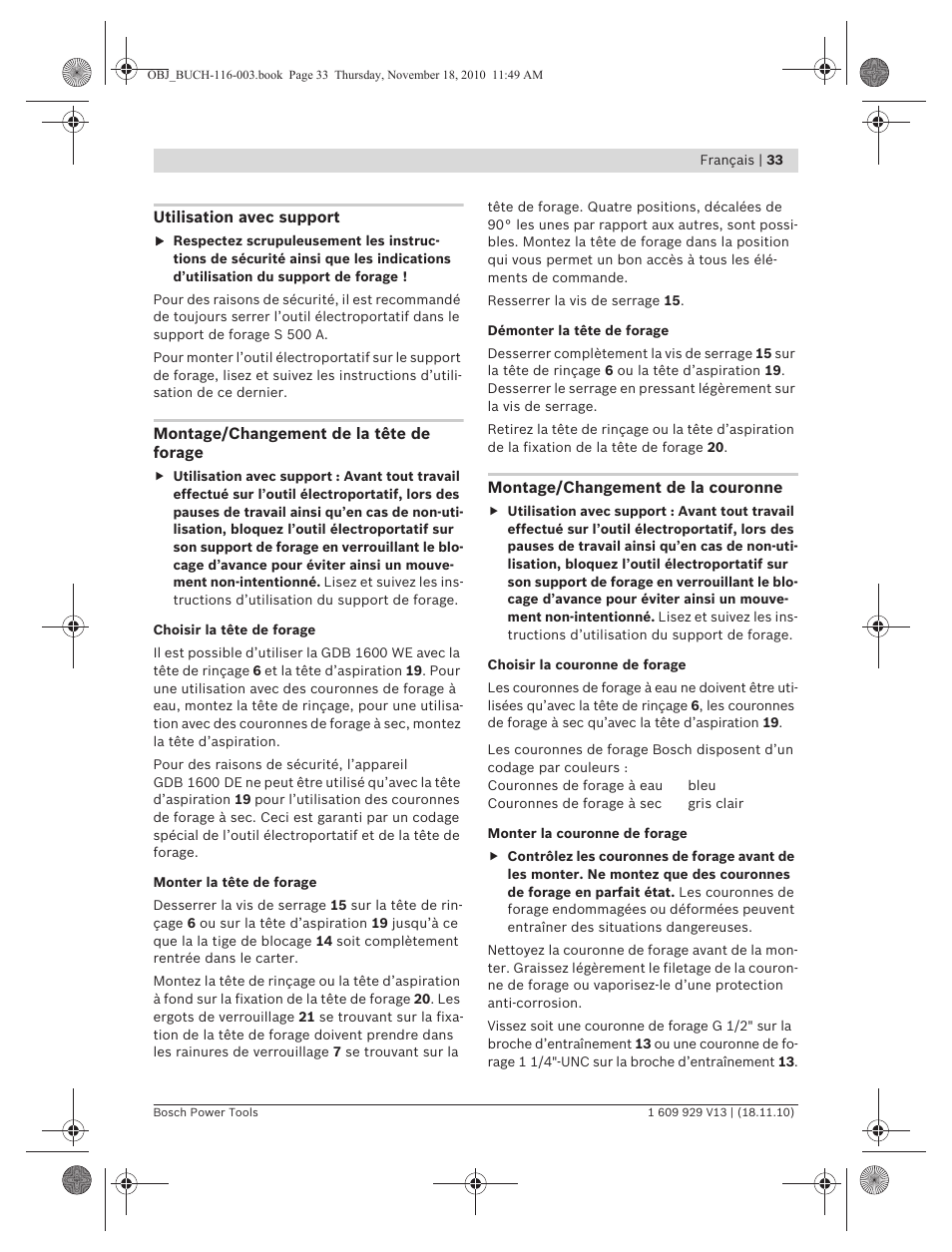 Bosch GDB 1600 WE Professional User Manual | Page 33 / 314