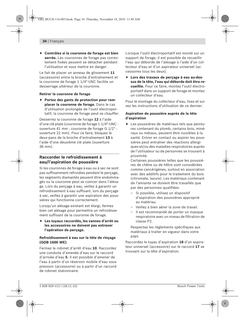 Bosch GDB 1600 WE Professional User Manual | Page 34 / 314