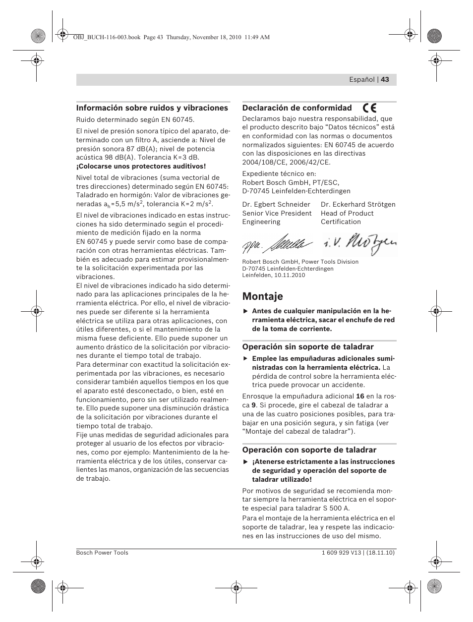 Montaje | Bosch GDB 1600 WE Professional User Manual | Page 43 / 314