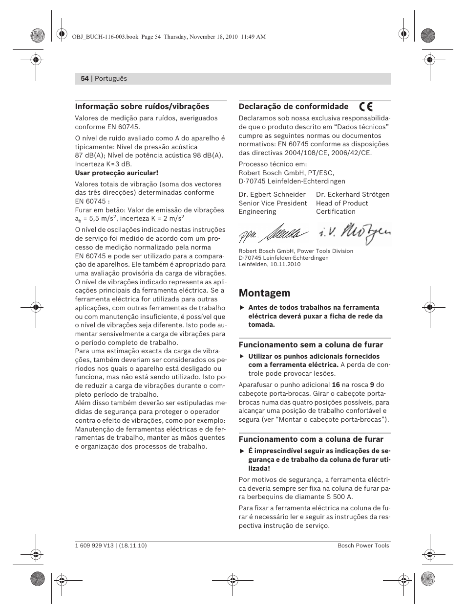 Montagem | Bosch GDB 1600 WE Professional User Manual | Page 54 / 314