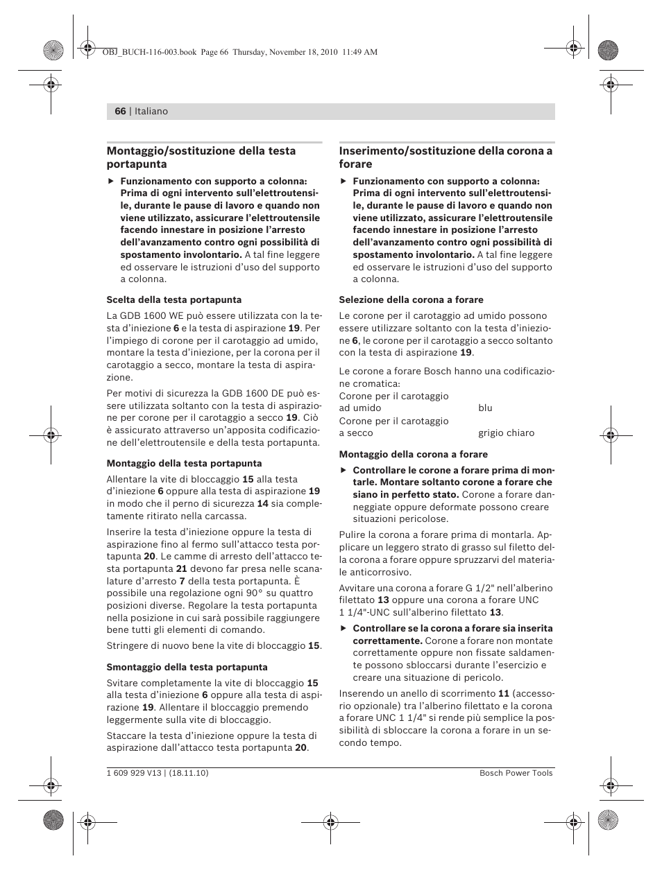 Bosch GDB 1600 WE Professional User Manual | Page 66 / 314