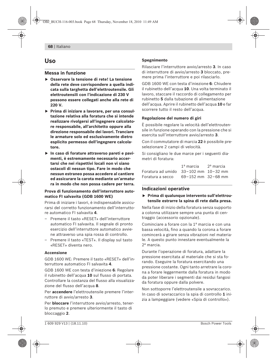 Bosch GDB 1600 WE Professional User Manual | Page 68 / 314