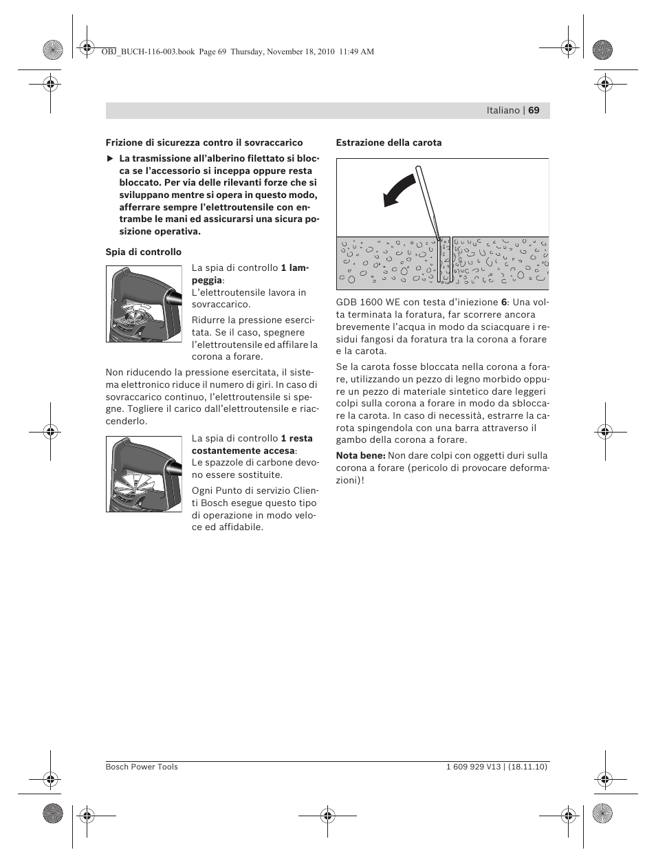 Bosch GDB 1600 WE Professional User Manual | Page 69 / 314