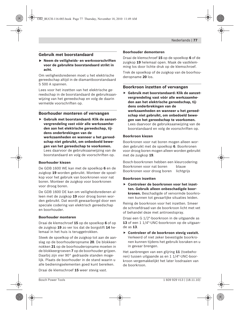 Bosch GDB 1600 WE Professional User Manual | Page 77 / 314