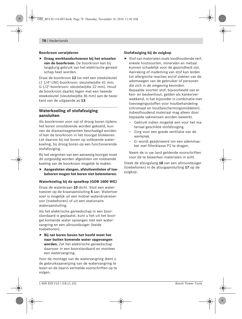 Bosch GDB 1600 WE Professional User Manual | Page 78 / 314