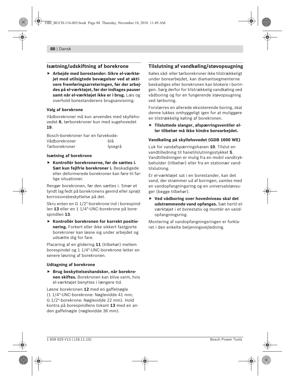 Bosch GDB 1600 WE Professional User Manual | Page 88 / 314