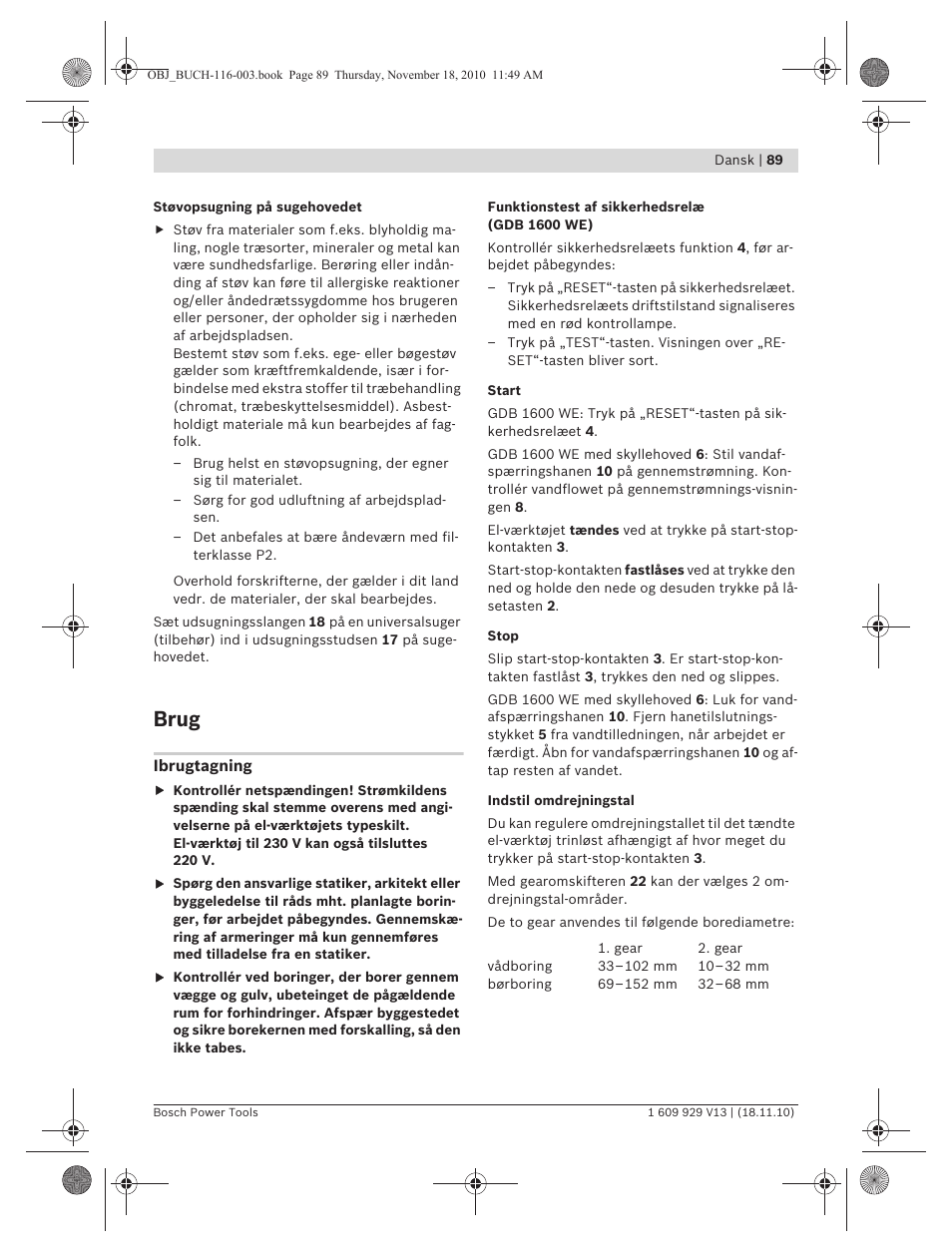 Brug | Bosch GDB 1600 WE Professional User Manual | Page 89 / 314