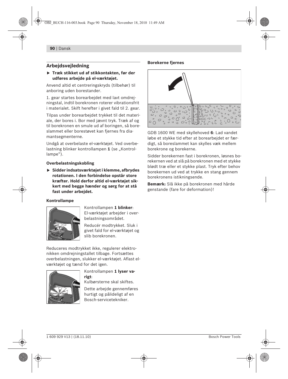 Bosch GDB 1600 WE Professional User Manual | Page 90 / 314