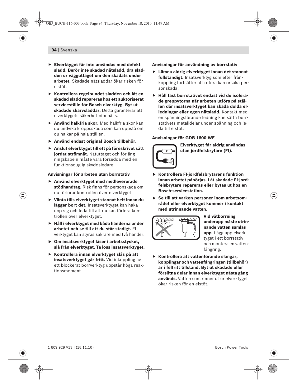 Bosch GDB 1600 WE Professional User Manual | Page 94 / 314