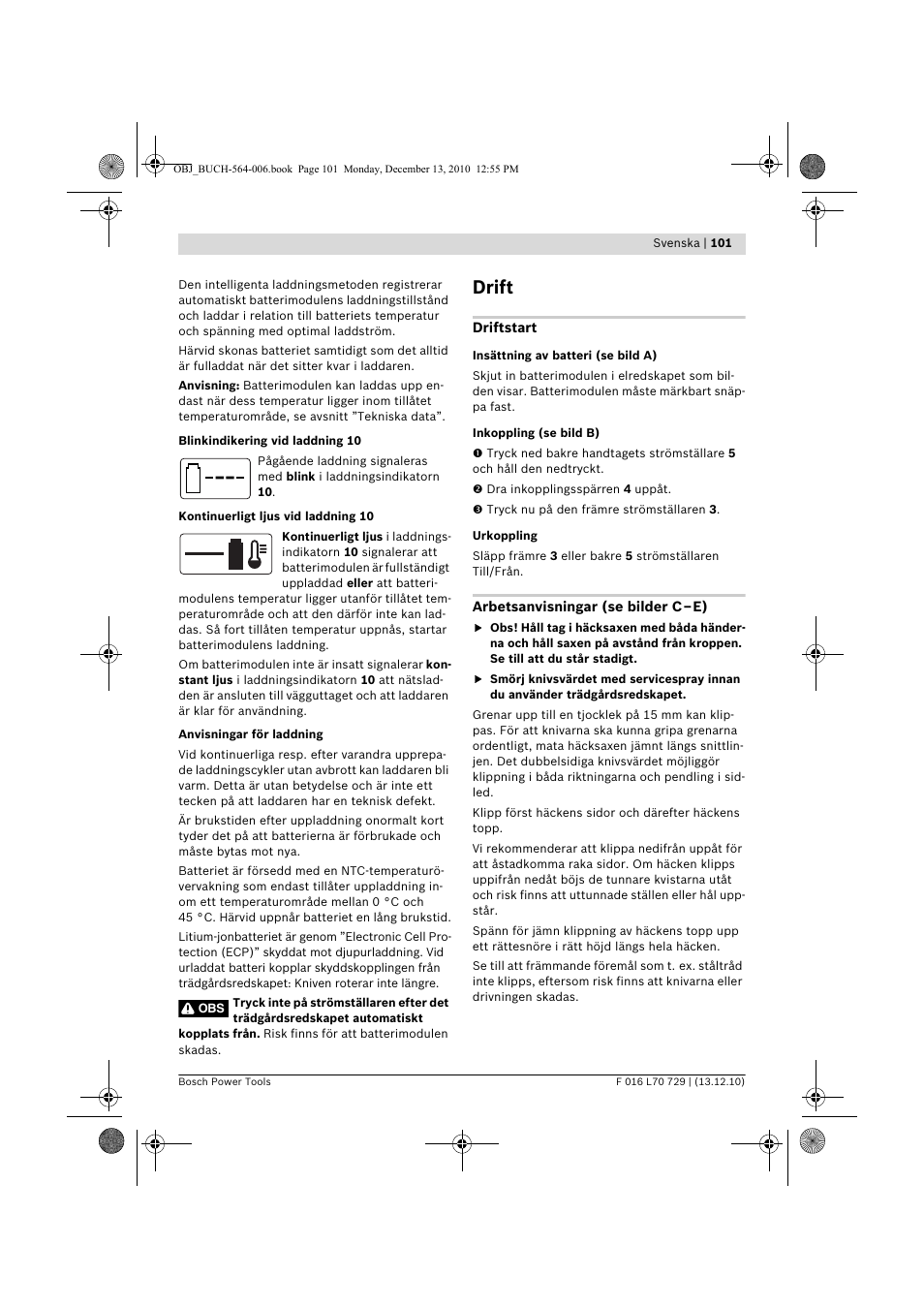 Drift | Bosch AHS 52 LI User Manual | Page 101 / 297