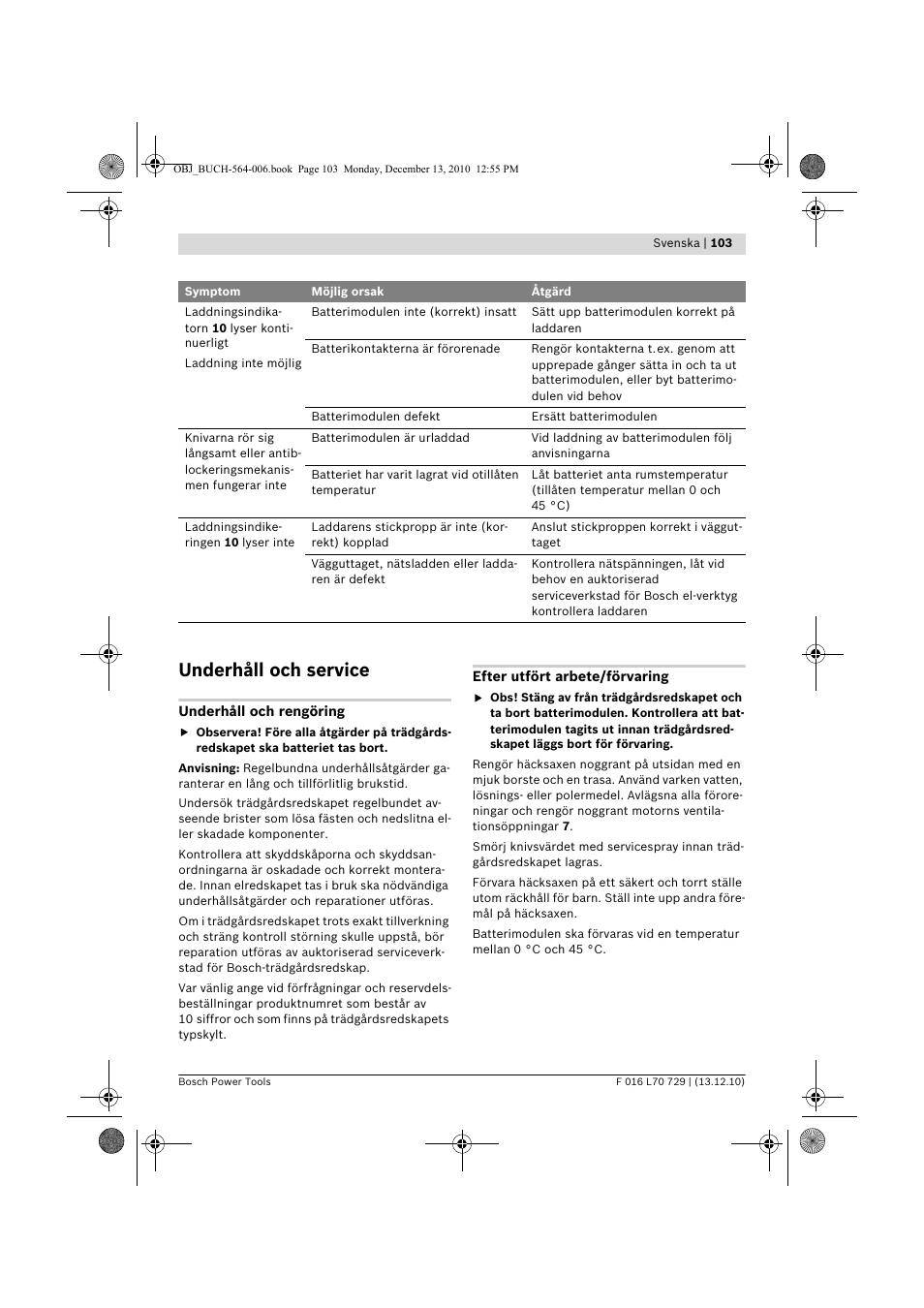 Underhåll och service | Bosch AHS 52 LI User Manual | Page 103 / 297