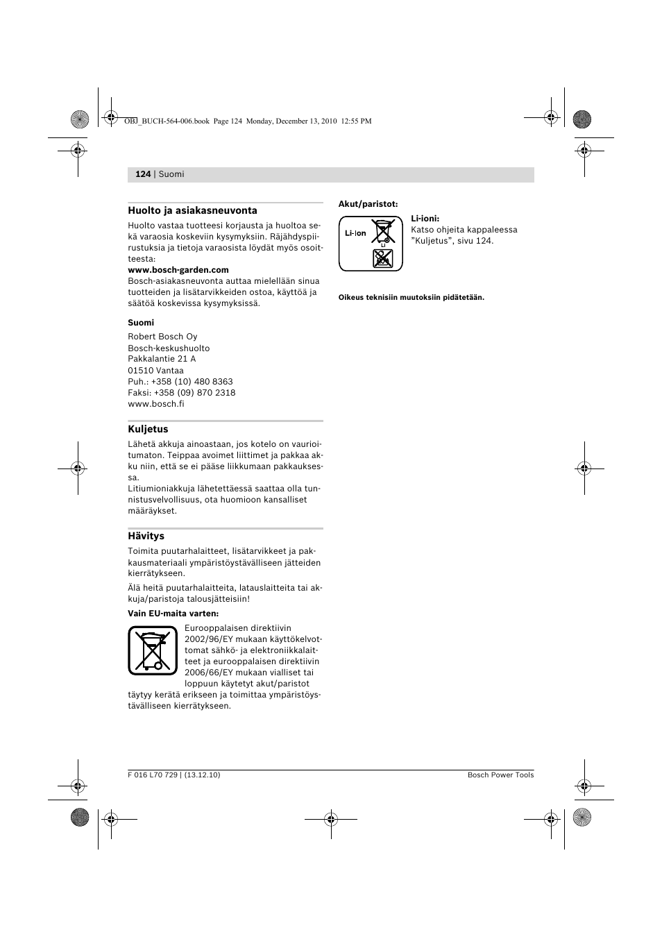 Bosch AHS 52 LI User Manual | Page 124 / 297